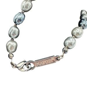 Napier blue and silver bead bracelet with silver‎ tone closure